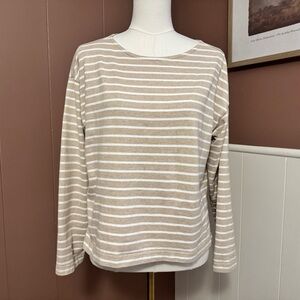 Rails Women’s Tan and White Striped Classic Sweater